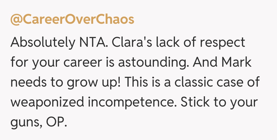 Comentariu de la @CareerOverChaos