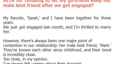 Photo of AITA for refusing to let my girlfriend keep her male best friend after we got engaged?