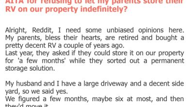 Photo of AITA for refusing to let my parents store their RV on our property indefinitely?