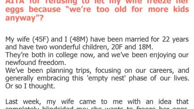 Photo of AITA for refusing to let my wife freeze her eggs because “we’re too old for more kids anyway”?