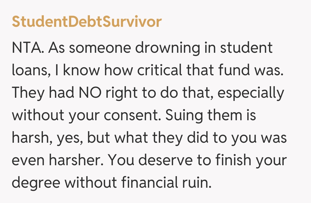 Comentariu de la StudentDebtSurvivor