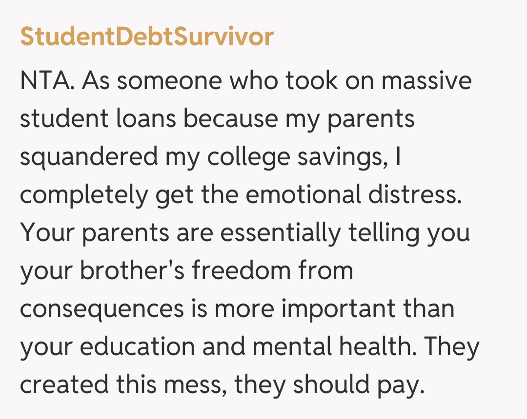 Comentariu de la StudentDebtSurvivor