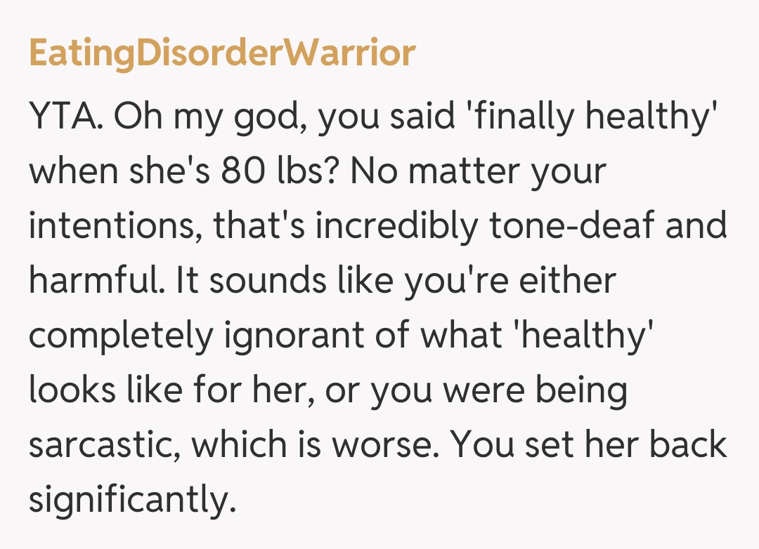 Comentariu de la EatingDisorderWarrior