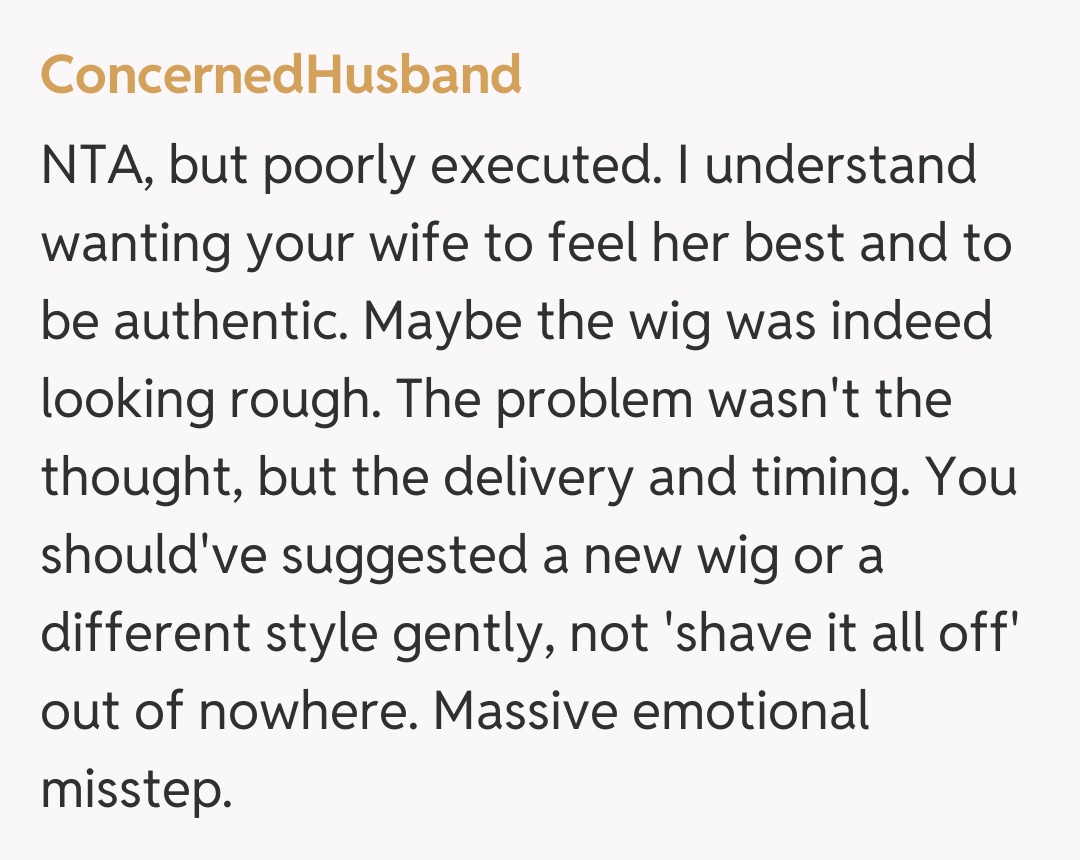 Comentariu de la ConcernedHusband