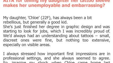 Photo of AITA for telling my daughter her tattoo sleeve makes her unemployable and embarrassing?