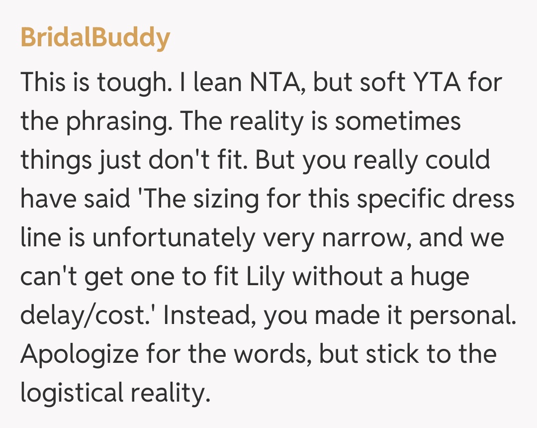 Comentariu de la BridalBuddy