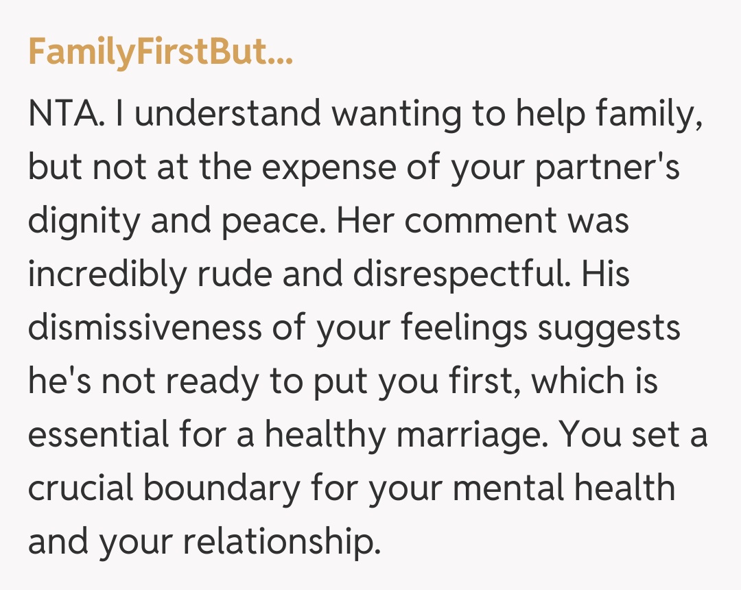 Comentariu de la FamilyFirstBut...