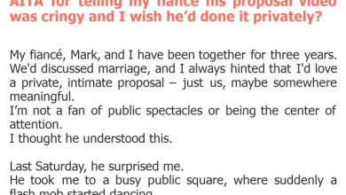 Photo of AITA for telling my fiancé his proposal video was cringy and I wish he’d done it privately?