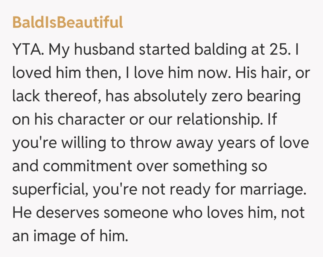 Comentariu de la BaldIsBeautiful