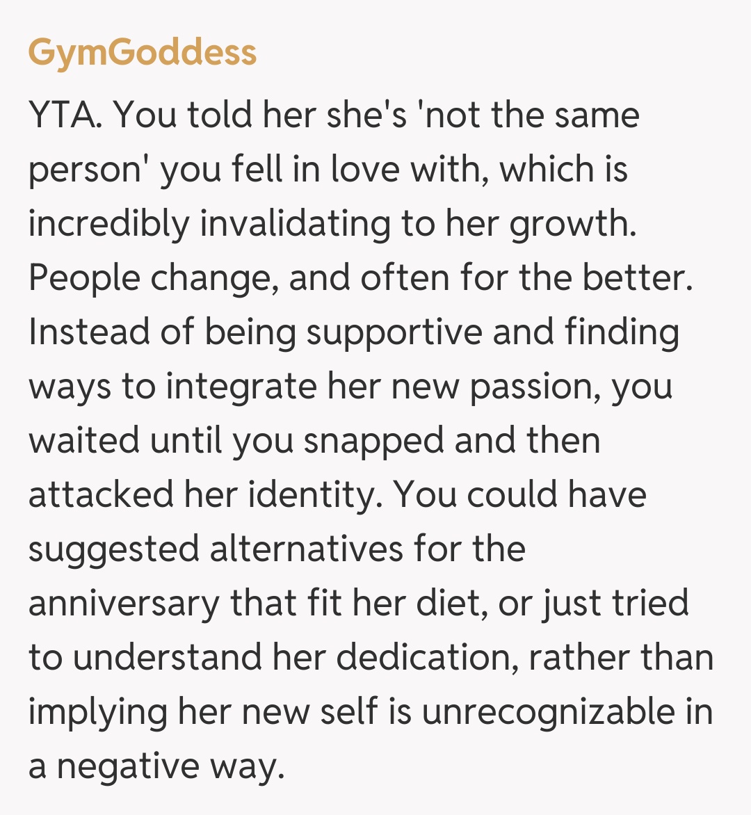 Comentariu de la GymGoddess