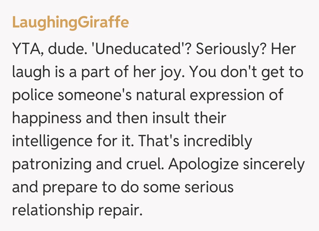 Comentariu de la LaughingGiraffe