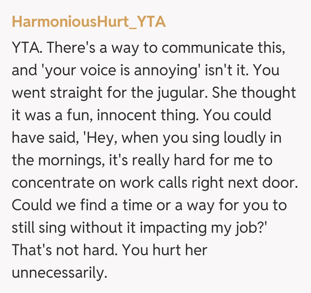 Comentariu de la HarmoniousHurt_YTA