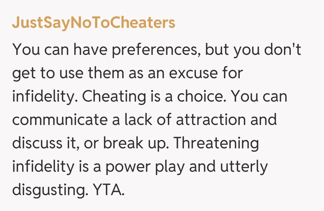 Comentariu de la JustSayNoToCheaters