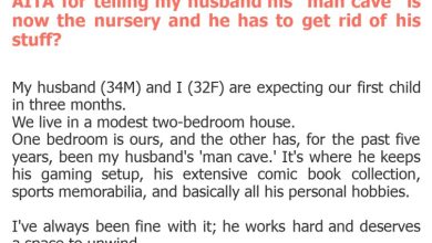 Photo of AITA for telling my husband his “man cave” is now the nursery and he has to get rid of his stuff?