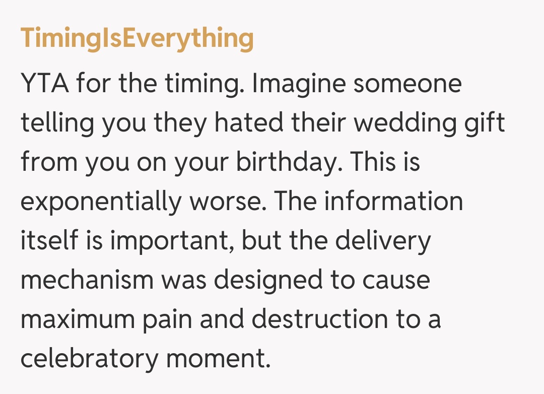 Comentariu de la TimingIsEverything