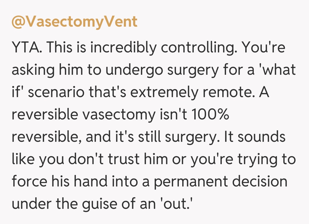 Comentariu de la @VasectomyVent