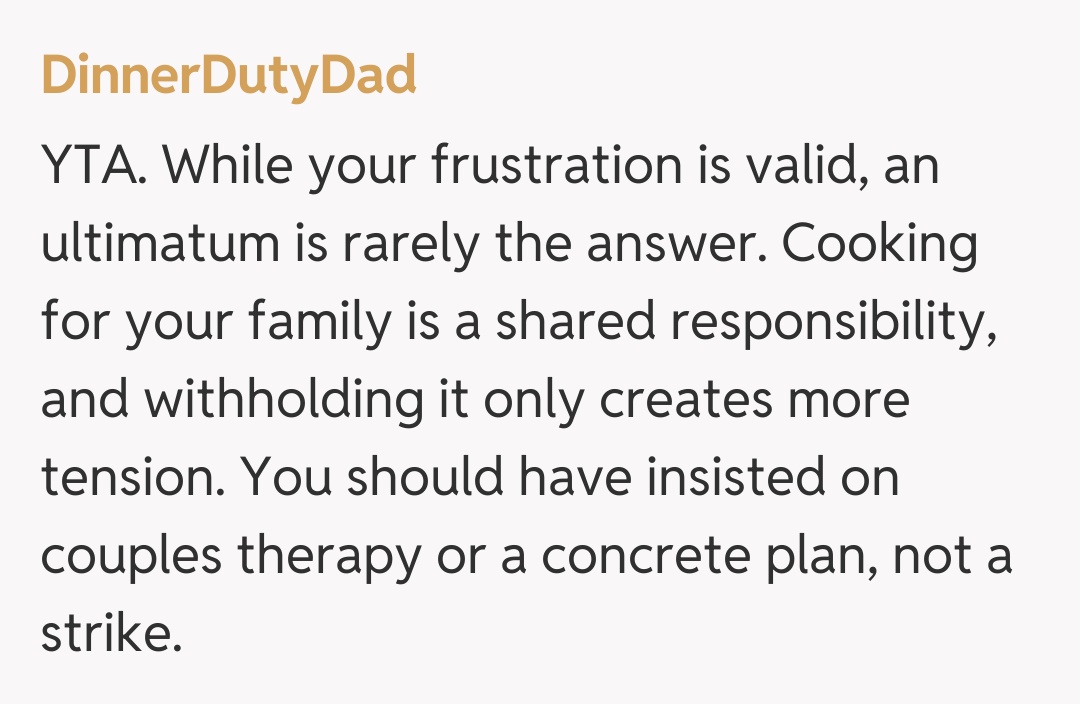 Comentariu de la DinnerDutyDad