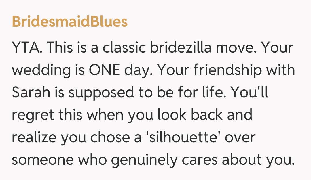 Comentariu de la BridesmaidBlues