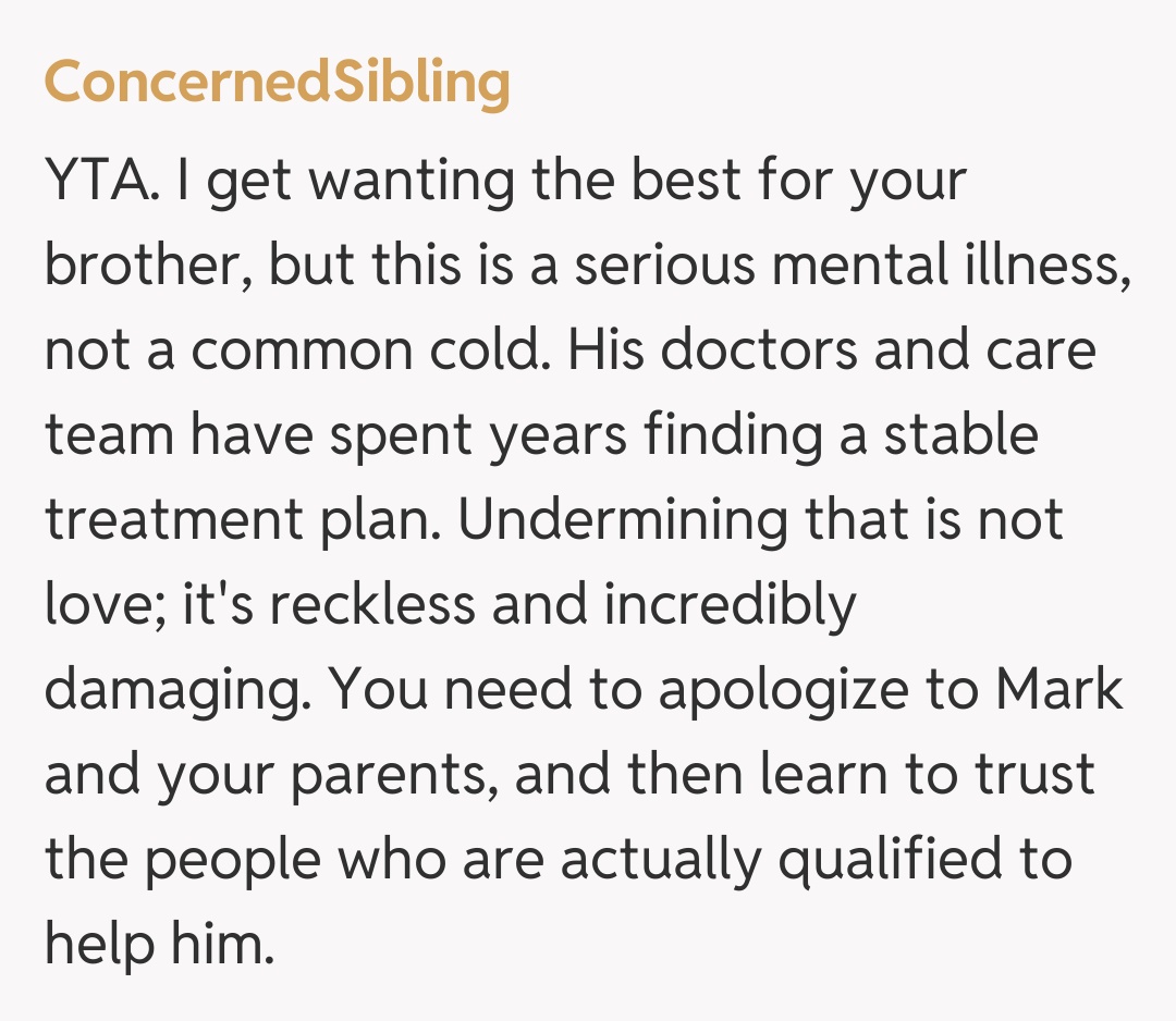 Comentariu de la ConcernedSibling