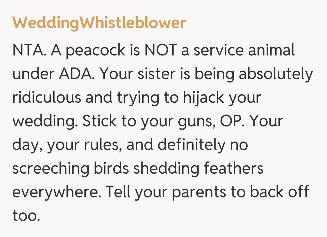 Comentariu de la WeddingWhistleblower