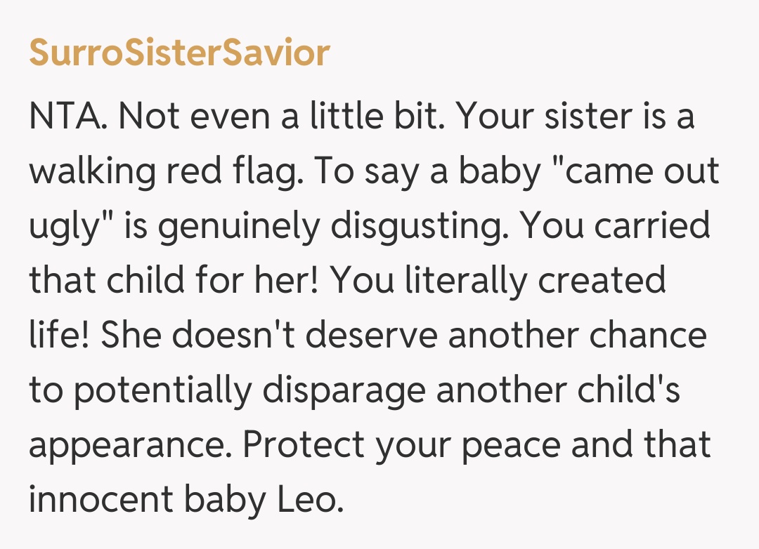 Comentariu de la SurroSisterSavior