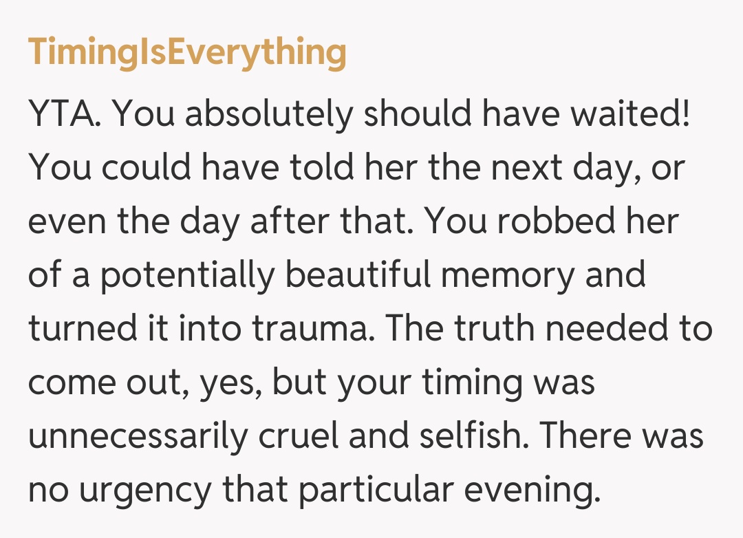 Comentariu de la TimingIsEverything