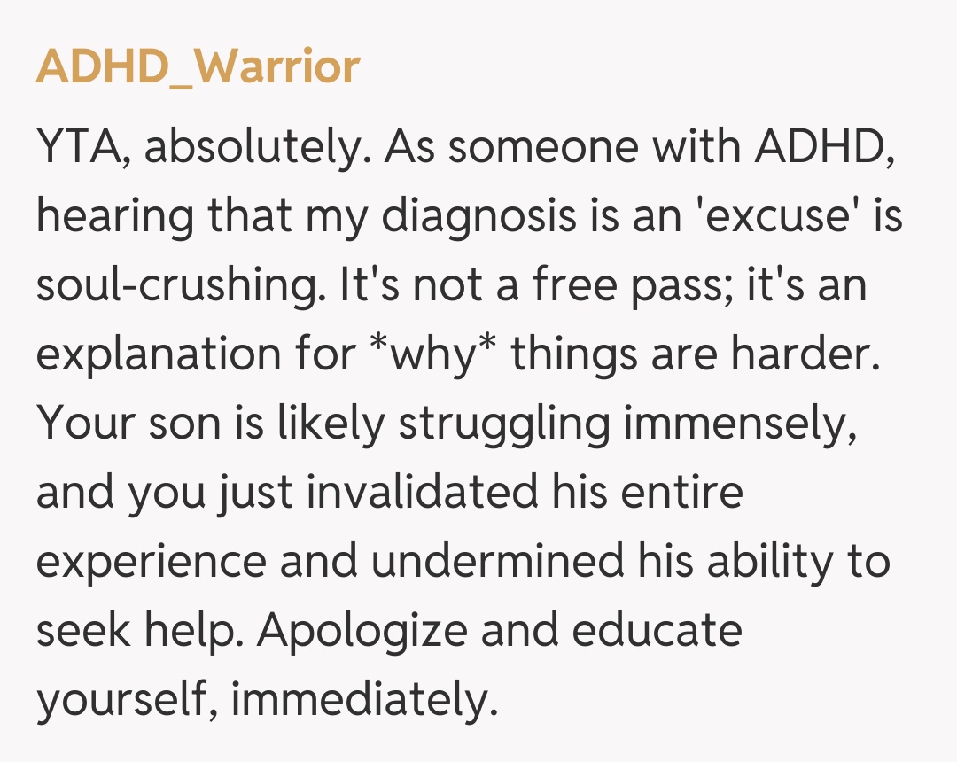 Comentariu de la ADHD_Warrior