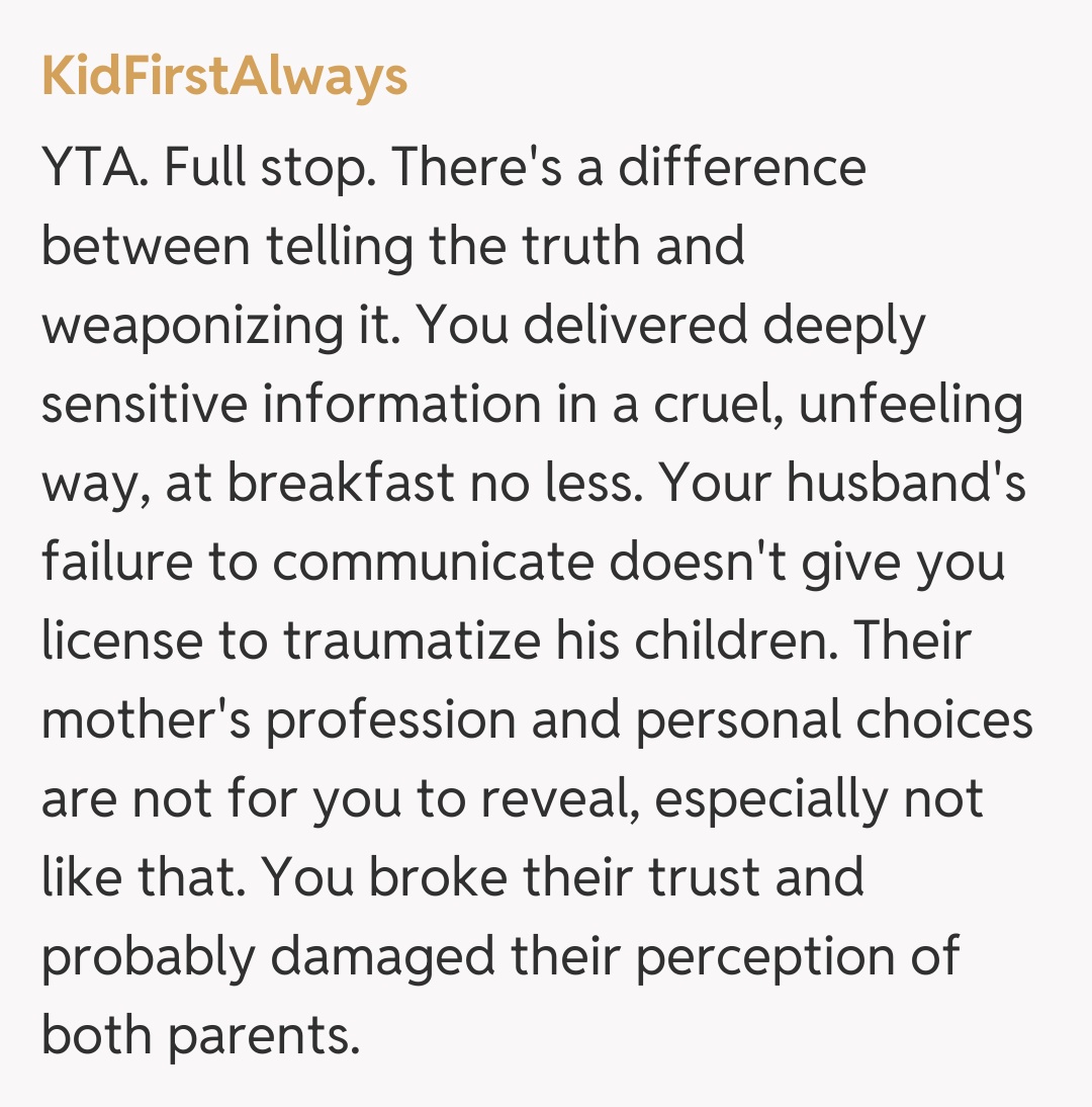 Comentariu de la KidFirstAlways