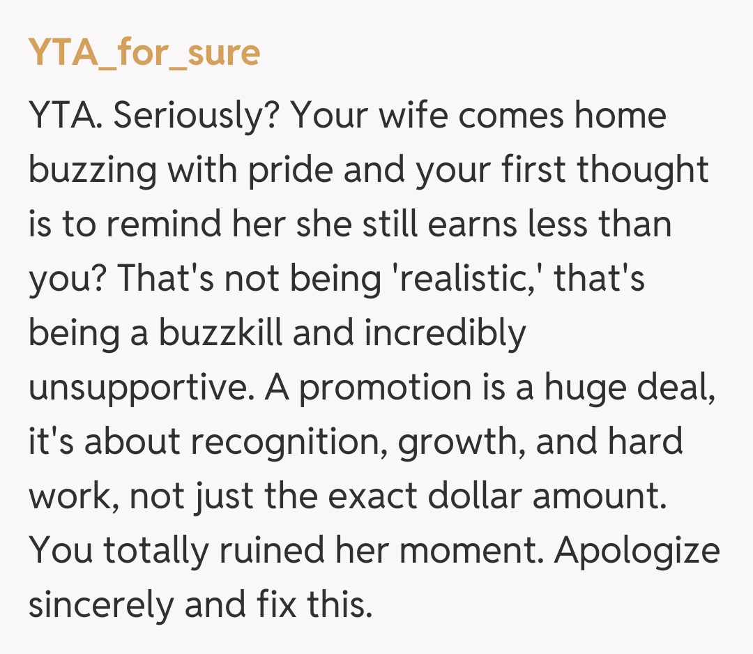 Comentariu de la YTA_for_sure