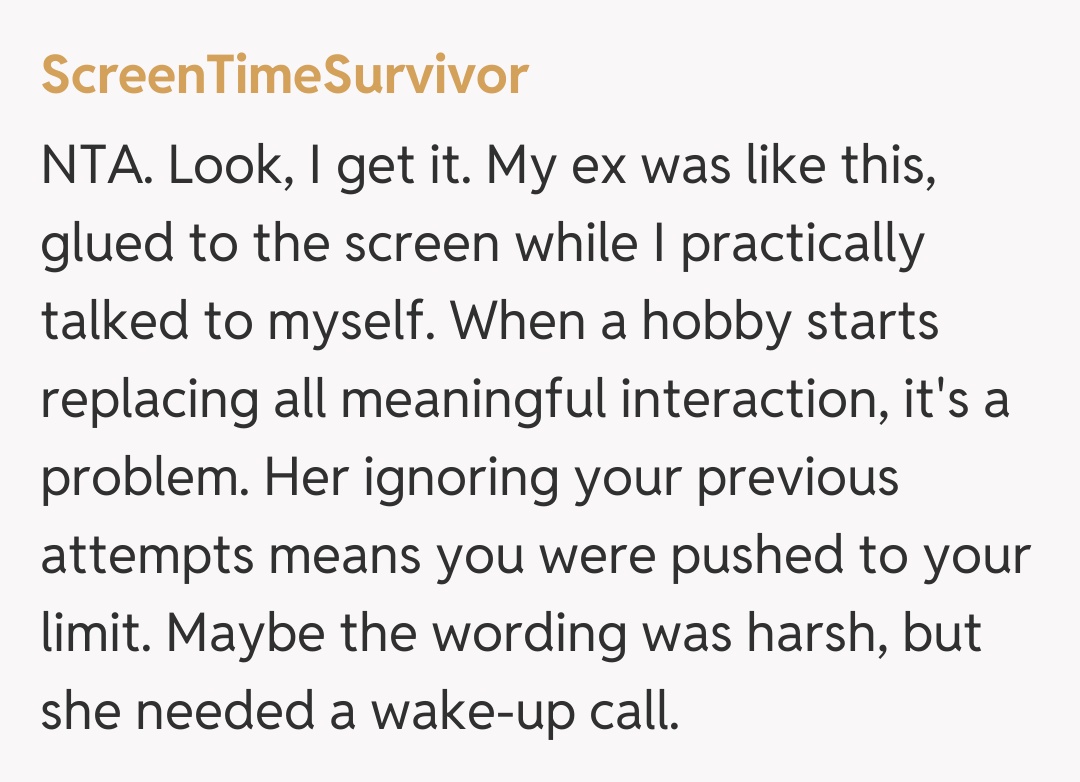 Comentariu de la ScreenTimeSurvivor