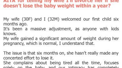 Photo of AITA for telling my wife I’ll divorce her if she doesn’t lose the baby weight within a year?