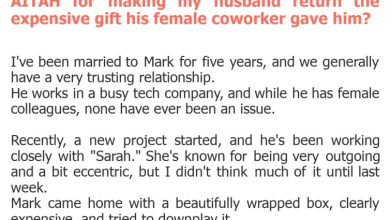Photo of AITAH for making my husband return the expensive gift his female coworker gave him?