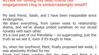 Photo of AITAH for telling my best friend her engagement ring is embarrassingly small?