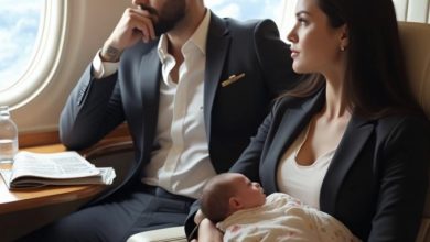 Photo of A Powerful Man Couldn’t Calm His Newborn on a Flight—Until a Grieving Single Mother Did the One Thing No One Expected