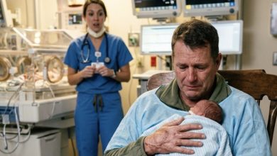Photo of Nobody Believed the Giant Soldier Belonged in the NICU—Until the Tiny Baby Fell Asleep in His Arms